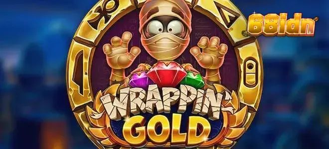 Tampilan visual slot Wrappin’ Gold dengan karakter mumi Khufu yang ikonik.